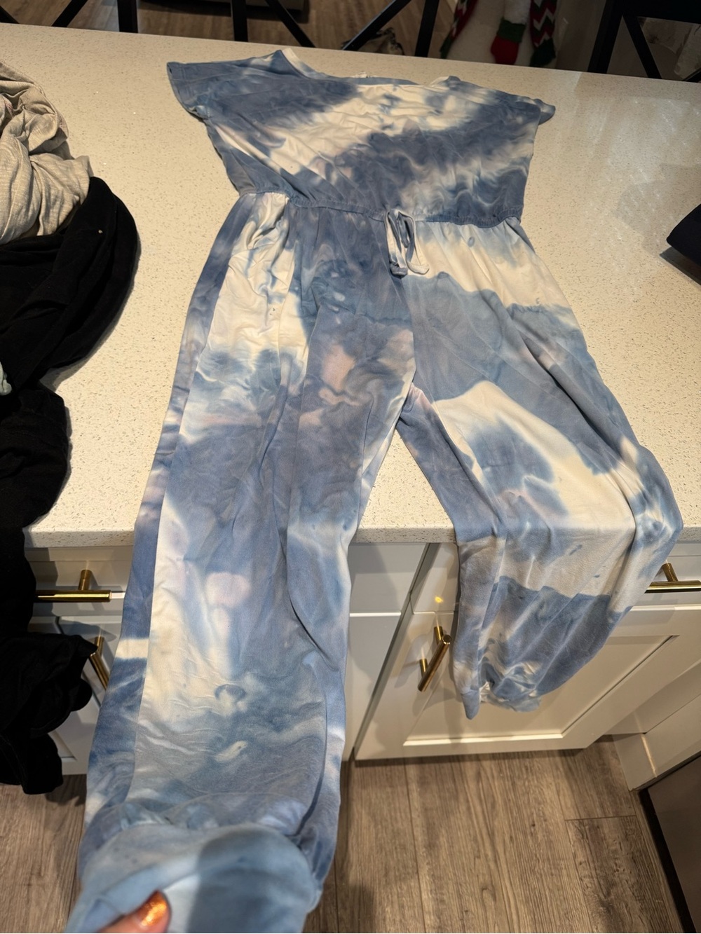 Tie-Dye Blue & White with hint of pink Jumpsuit